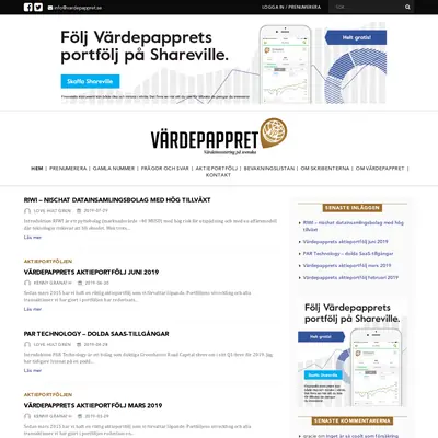 Värdepappret startsida 2020