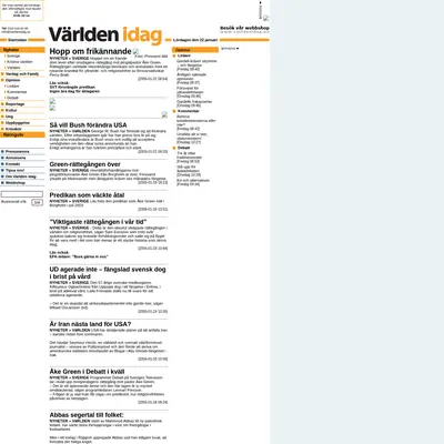 Världen Idag startsida 2005