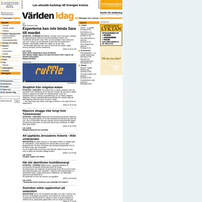 Världen Idag startsida 2007