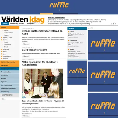 Världen Idag startsida 2008