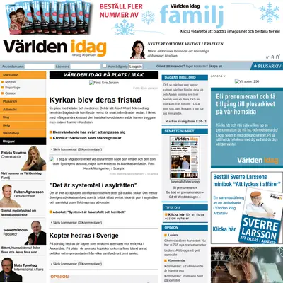 Världen Idag startsida 2011