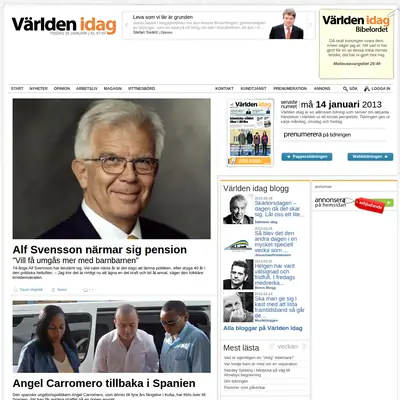 Världen Idag startsida 2013
