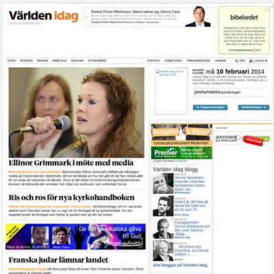 Världen Idag startsida 2014