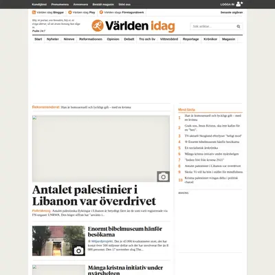 Världen Idag startsida 2018