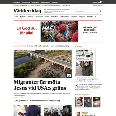 Världen Idag startsida 2022