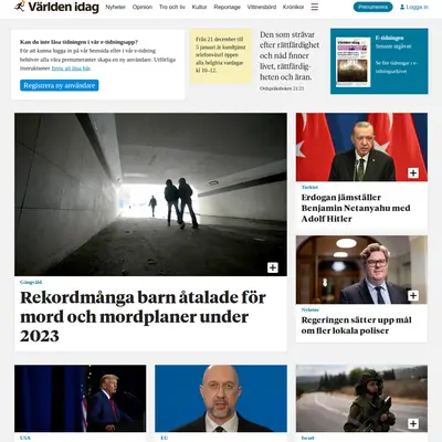 Världen Idag startsida 2024