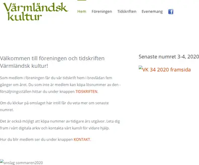 Värmländsk Kultur startsida 2020