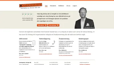 varningsinfo.se startsida 2010