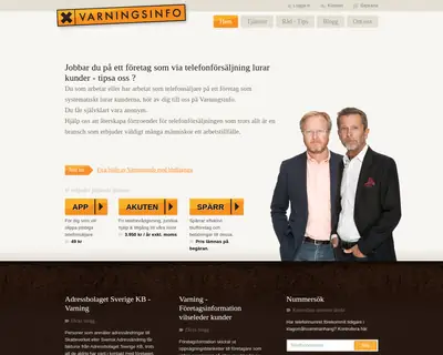 varningsinfo.se startsida 2016