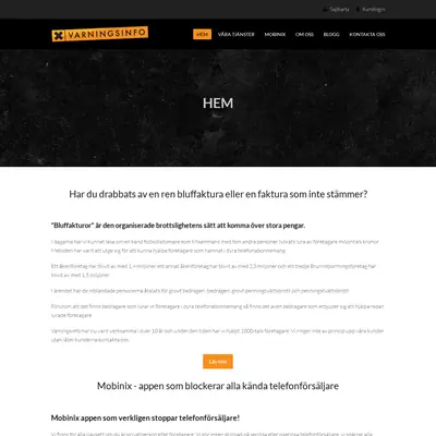 varningsinfo.se startsida 2023