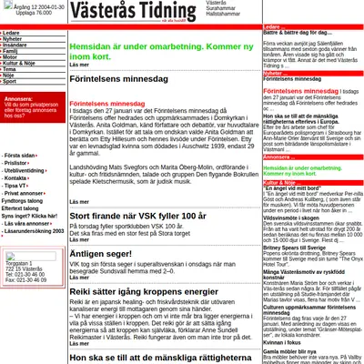 VÄSTERÅS TIDNING startsida 2004