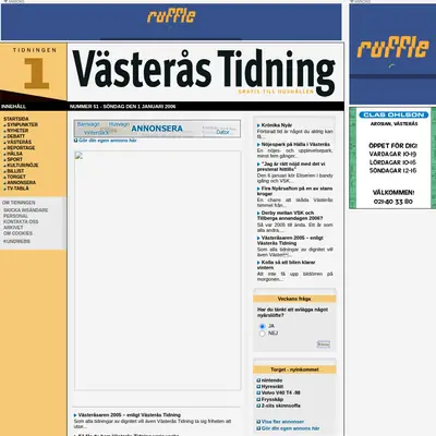VÄSTERÅS TIDNING startsida 2006