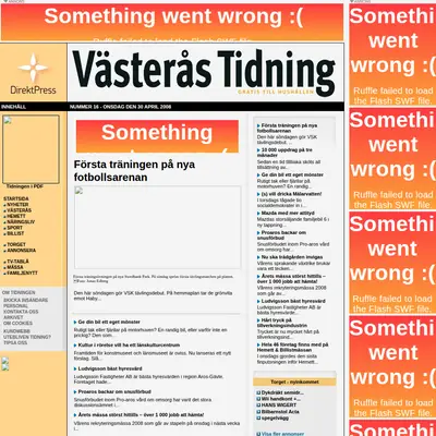 VÄSTERÅS TIDNING startsida 2008