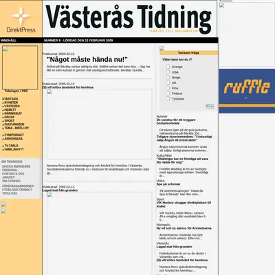 VÄSTERÅS TIDNING startsida 2009