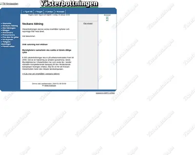 vasterbottningen.se startsida 2003