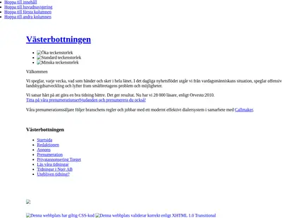 vasterbottningen.se startsida 2011