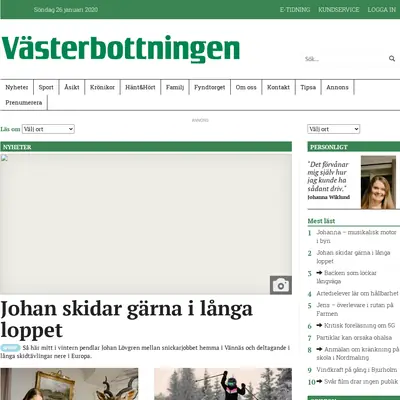 vasterbottningen.se startsida 2020