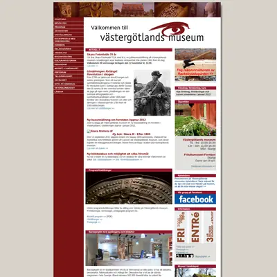 Västergötlands museum, www.vastergotlandsmuseum.se startsida 2012