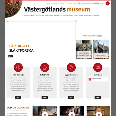 Västergötlands museum, www.vastergotlandsmuseum.se startsida 2018