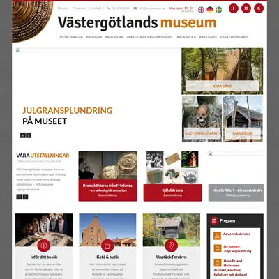 Västergötlands museum, www.vastergotlandsmuseum.se startsida 2020