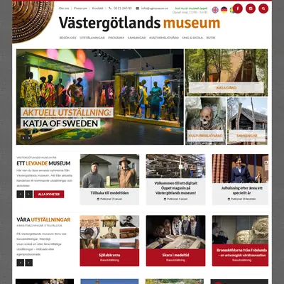 Västergötlands museum, www.vastergotlandsmuseum.se startsida 2022
