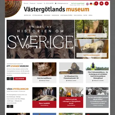 Västergötlands museum, www.vastergotlandsmuseum.se startsida 2024