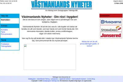 www.vastmanlandsnyheter.se startsida 2005
