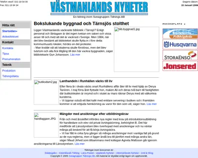 www.vastmanlandsnyheter.se startsida 2006