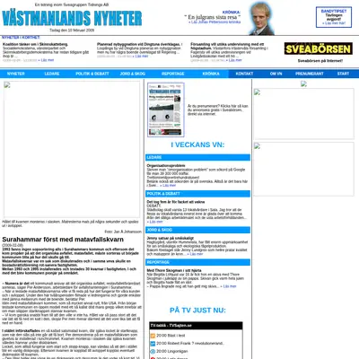 www.vastmanlandsnyheter.se startsida 2009