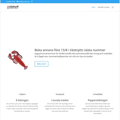 Västnytt AB startsida 2018
