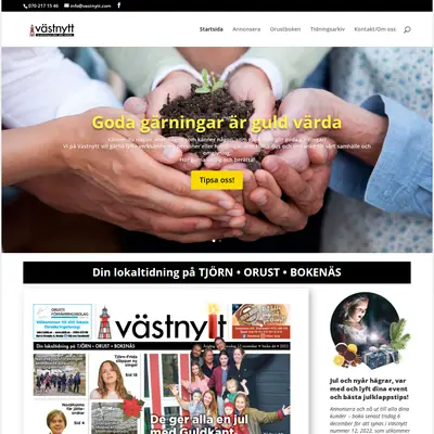 Västnytt AB startsida 2022