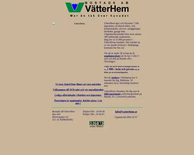 Vi i Vätterhem startsida 2001