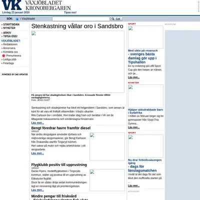 VK Växjöbladet/Kronobergaren startsida 2010