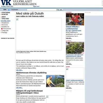 VK Växjöbladet/Kronobergaren startsida 2011