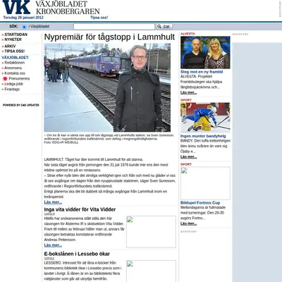 VK Växjöbladet/Kronobergaren startsida 2012