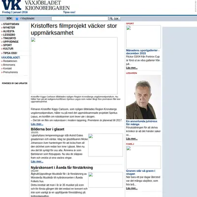 VK Växjöbladet/Kronobergaren startsida 2016