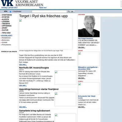 VK Växjöbladet/Kronobergaren startsida 2017