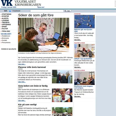 VK Växjöbladet/Kronobergaren startsida 2021