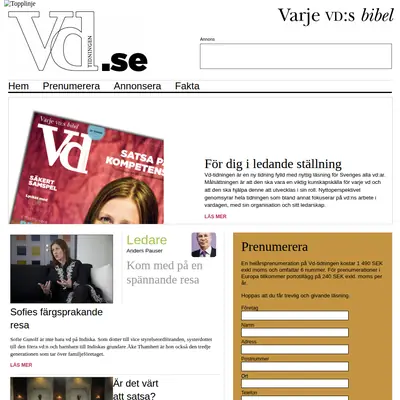 Vd-tidningen, vdtidningen.se startsida 2010