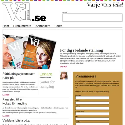 Vd-tidningen, vdtidningen.se startsida 2011