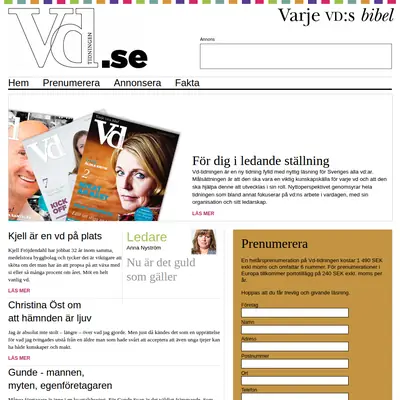 Vd-tidningen, vdtidningen.se startsida 2012