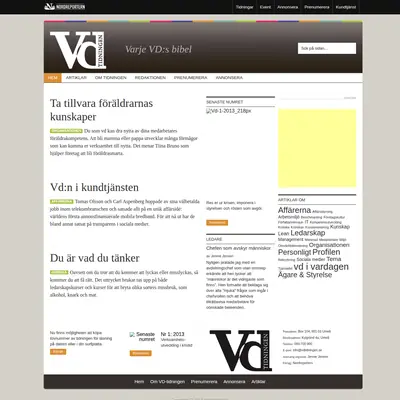 Vd-tidningen, vdtidningen.se startsida 2013