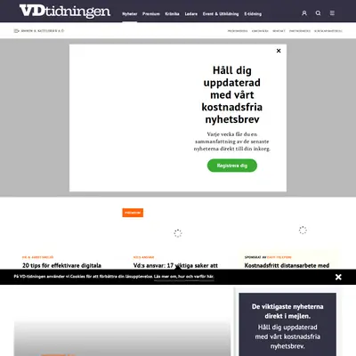 Vd-tidningen, vdtidningen.se startsida 2021