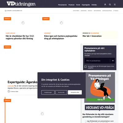 Vd-tidningen, vdtidningen.se startsida 2025