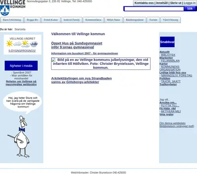 vellinge.se startsida 2007