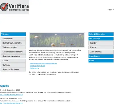 Verifiera, www.verifiera.se startsida 2011