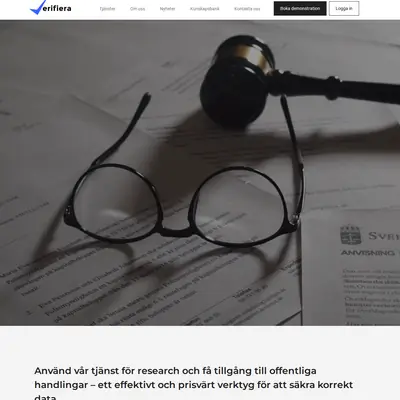 Verifiera, www.verifiera.se startsida 2024