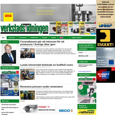 VerkstadsTidningen startsida 2020