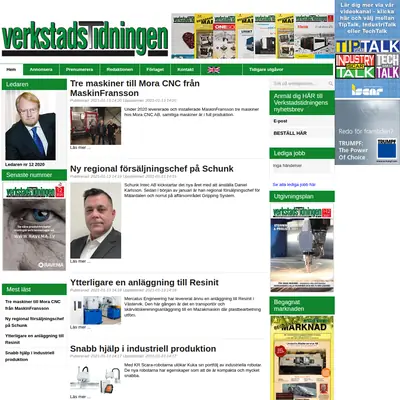 VerkstadsTidningen startsida 2021