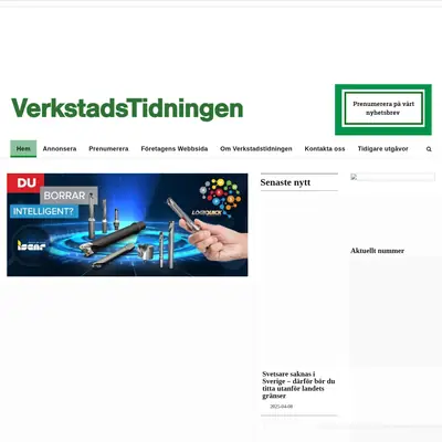 VerkstadsTidningen startsida 2025